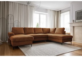 Narancssárgásbarna kordbársony kinyitható sarokkanapé (jobb oldali) Lofty Lilly – Miuform