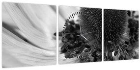 Kép - Virág fekete-fehérben (órával) (90x30 cm)