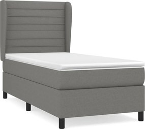 vidaXL sötétszürke szövet rugós ágy matraccal 90 x 200 cm