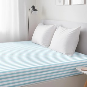 Goldea pamut körgumis lepedő - kék csíkos 80 x 200 cm