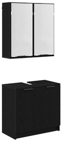 vidaXL Fürdőszobai Szekrény Szett polcokkal 2 pcs Fekete tölgy Faanyag