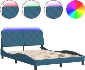 vidaXL kék bársony ágykeret LED-ekkel matrac nélkül 120 x 200 cm
