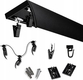 Mennyezeti Sín Alumínium Fekete Duo Slim Dupla Függönykarnis 140CM