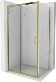 Mexen Apia zuhanykabin tolóajtóval 95 (ajtó) x 100 (fal) cm, 5mm átlátszó üveg, arany profil, 840-095-100-50-00