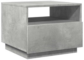 Betonszürke dohányzóasztal LED-lámpákkal 50x49x40 cm