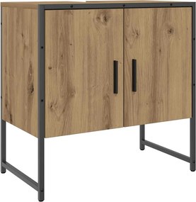 vidaXL kézműves tölgy színű szerelt fa mosdószekrény 60x33x60 cm