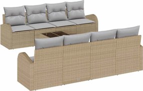 vidaXL Kerti Kanapé Szett Bézs 55 x 55 x 37 cm polirattan