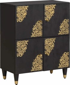 vidaXL Széf polcokkal tárolóval Fekete 60 x 33 x 75 cm Tömör Mangófát