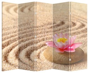 Paraván - Kő, virággal a homokban (210x170 cm)
