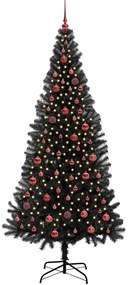 Karácsonyfa 300 LED-del állvánnyal Fekete 210 cm PVC