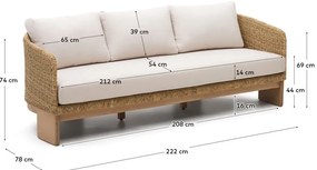 Bézs-natúr színű műrattan kerti kanapé Xoriguer – Kave Home