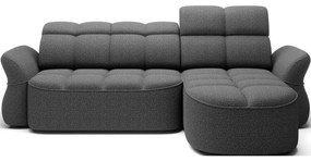 Sötétszürke bársony kinyitható-tárolóhelyes sarokkanapé (jobb oldali-heverő résszel) Beneth – ELTAP