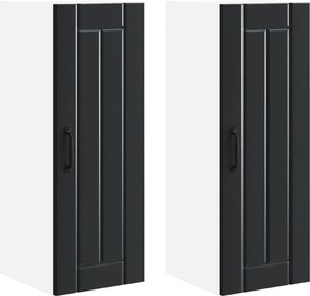vidaXL Konyhaszekrény 2 pcs Fekete 30 x 31 x 80 cm Faanyag