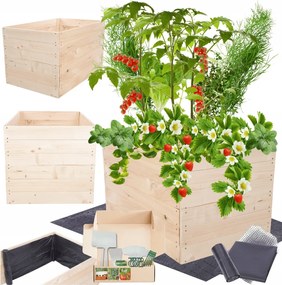 Fa virágtartó zöldséges láda magasított ágyás 54x80x60