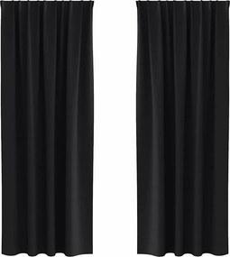 vidaXL Fekete Függöny Gyűrűkkel 2 pcs Fekete 245 x 140 cm Poliészter