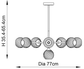 Endon 103172 - Csillár ALLEGRA 8xE14/7W/230V réz/átlátszó