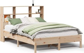 vidaXL tömör fenyőfa könyvespolcos ágy matrac nélkül 160 x 200 cm