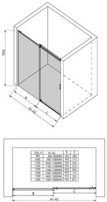 Erga Lynn, nyíló zuhanyajtó 100x195 cm, 8mm szürke üveg, fekete profil, ERG-V02-LYNN-D100-GR-BK