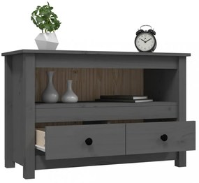 szürke tömör fenyőfa TV-szekrény 79 x 35 x 52 cm