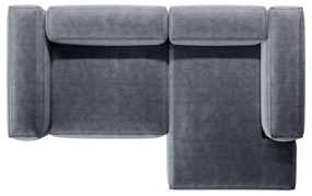 Szürkéskék kordbársony sarokkanapé (jobb oldali-heverő résszel) Bergano – Cosmopolitan Design