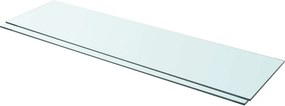 vidaXL 2 db átlátszó üveg paneles polc 110 x 30 cm