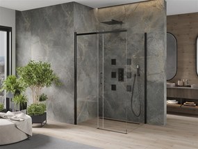 Mexen Omega Zuhanykabin Toló ajtóval    150 x 100 cm,  átlátszó üveg,  fekete  - 825-150-100-70-0 Toló ajtós