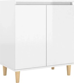 vidaXL magasfényű fehér tálalószekrény tömör falábakkal 60x35x70 cm