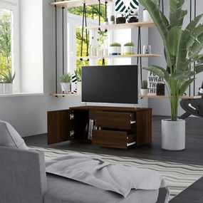 barna tölgyszínű szerelt fa TV-szekrény 80 x 34 x 36 cm