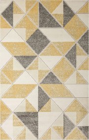 80x150 cm Szürke Sárga Rombusz Mintás Szőnyeg Kétszintes