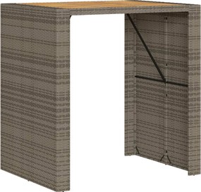 vidaXL szürke polyrattan kerti bárasztal akácfa lappal 105x80x110 cm