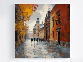 Poszter Város Óváros Templom Bérházak Krakkó 80x80