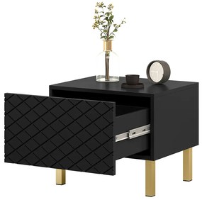 Scalia II 50 1SZ éjjeliszekrény szett 2 db - matt fekete / arany lábakkal