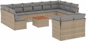 vidaXL 13 részes bézs polyrattan kerti ülőgarnitúra párnákkal