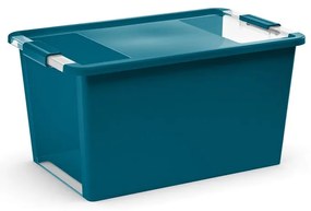 Petróleumkék fedeles műanyag tárolódoboz 55x35x28 cm Bi-Box – KIS