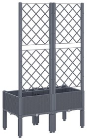 szürke PP rácsos kerti ültetőláda 80 x 40 x 142 cm