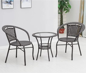 Kerti rattan szett 1+2, barna, LASAN