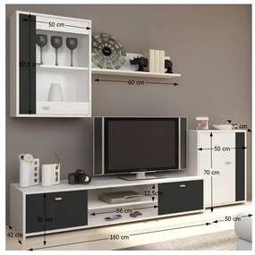 Nappali bútor, fehér/fekete, GENTA