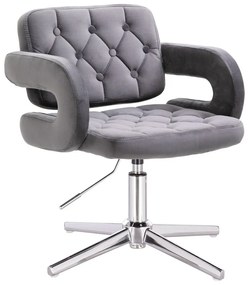 HR8403CROSS Grafit modern velúr szék krómozott lábbal