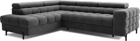 Sötétszürke bársony kinyitható-tárolóhelyes sarokkanapé (bal oldali-L alakú) Ferucce – ELTAP