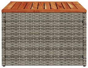 szürke polyrattan és akácfa kerti asztal 55 x 55 x 37 cm