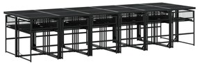 13 részes fekete polyrattan kerti étkezőgarnitúra