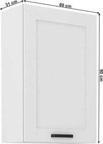 Felső szekrény, fehér, LULA 60 G-90 1F
