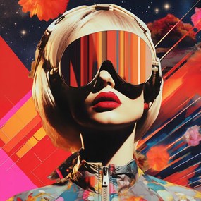 Poszter 90x90cm Retrofuturisztikus Múzsa