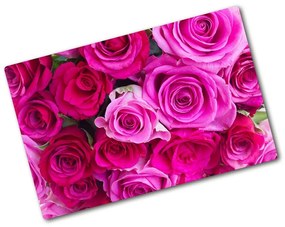 Üveg vágódeszka Egy csokor rózsaszín rózsa pl-ko-80x52-f-119338760