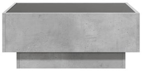 betonszürke szerelt fa dohányzóasztal LED-del 70 x 50 x 30 cm