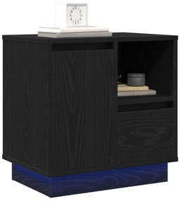 Éjjeli szekrények LED-del 2 db Fekete tölgy 50x34,5x50 cm