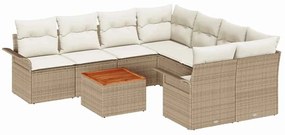 vidaXL Kerti Kanapé Szett párnával 9 pcs Bézs polirattan