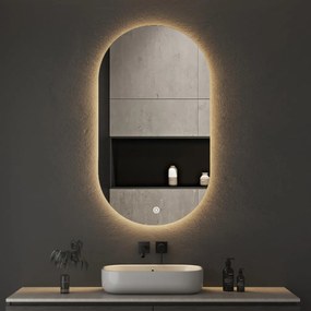 Viva AURA PINO 50 fürdőszoba tükör - érintőkapcsolóval - AMBIENT LED - OVÁLIS - ÁLLÓ - 50x90 cm