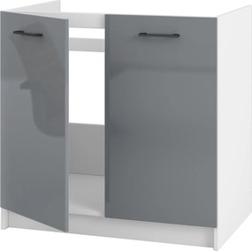 Konyhaszekrény Álló Alsó Akril Fényes Szürke Mosogatópult nélkül 80 CM