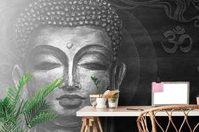 Öntapadó tapéta Buddha arca fekete fehérben